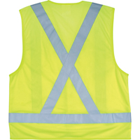 Traffic Safety Vest, High Visibility Lime-Yellow, Large, Polyester Cam Industrial