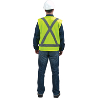 Traffic Safety Vest, High Visibility Lime-Yellow, Large, Polyester Cam Industrial