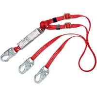 PRO Shock-Absorbing Lanyard, 6', Snap Hook Center, Snap Hook Leg Ends, Polyester Cam Industrial