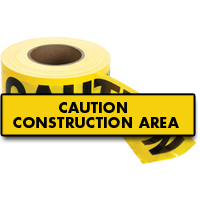 Standard Barricade Tape, English, 3" W x 1000' L, 2 mils, Black on Yellow Cam Industrial