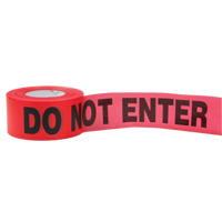 Standard Barricade Tape, English, 3" W x 1000' L, 2 mils, Red Cam Industrial