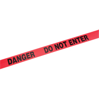 Standard Barricade Tape, English, 3" W x 1000' L, 2 mils, Red Cam Industrial