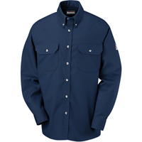 Flame-Resistant Cool Touch&reg; 2 Button Front Deluxe Shirts, Small, Navy Blue Cam Industrial
