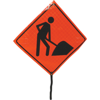 Men At Work Rolled Sign, 24" x 24", Vinyl, Pictogram Cam Industrial