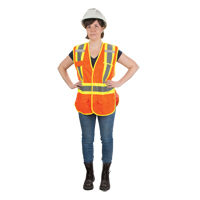 CSA Compliant High Visibility Surveyor Vest, High Visibility Orange, Medium, Polyester Cam Industrial