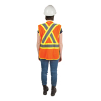 CSA Compliant High Visibility Surveyor Vest, High Visibility Orange, Medium, Polyester Cam Industrial