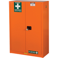 Emergency Preparedness Storage Cabinets, Steel, 4 Shelves, 65" H x 43" W x 18" D, Orange Cam Industrial