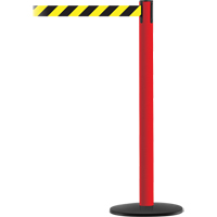 Advance TensaBarrier&reg; Barrier Post, Steel, 36" H, Black/Yellow Tape, 7.5' Tape Length Cam Industrial
