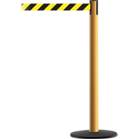 Advance TensaBarrier&reg; Barrier Post, Steel, 36" H, Black/Yellow Tape, 7.5' Tape Length Cam Industrial