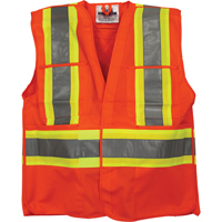 Traffic Safety Vest, High Visibility Orange, Medium/Small, Polyester Cam Industrial