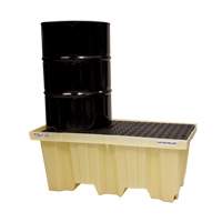 Nestable 2-Drum Poly-Spillpallet Without Drain, 66 US gal. Spill Capacity, 51" x 26" x 21" Cam Industrial
