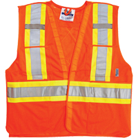 Traffic Safety Vest, High Visibility Orange, Medium/Small, Polyester Cam Industrial