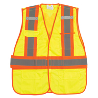 Flame-Resistant Surveyor Vest, High Visibility Lime-Yellow, Medium, Polyester Cam Industrial