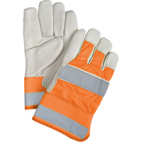 Gants d'ajusteur haute visibilit&eacute; de premi&egrave;re qualit&eacute;, Grand, Paume en Cuir fleur de vache, Doublure en Coton Cam Industrial