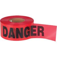 Ruban pour barricade Danger, Bilingue, 3" la x 1000' lo, 1,5 mil, Noir/rouge Cam Industrial
