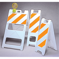 Barricades, Folding, 25" L x 45" H, Orange/White Cam Industrial