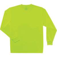 GloWear 8091 Non-Certified Long Sleeve T-Shirt, Polyester, Small, High Visibility Lime-Yellow Cam Industrial