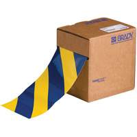 Ruban de marquage pour planchers ToughStripe, 4" x 100', Polyester, Bleu et jaune Cam Industrial
