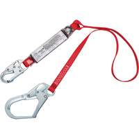 Shock-Absorbing Lanyard, 4', Snap Hook Center, Rebar Hook Leg Ends, Polyester Cam Industrial