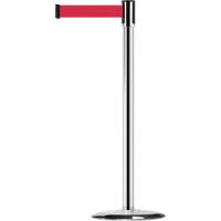 Slimline TensaBarrier&reg; Barrier Post, Steel, 38" H, Red Tape, 7.5' Tape Length Cam Industrial