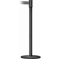 Slimline TensaBarrier&reg; Barrier Post, Steel, 38" H, Black Tape, 7.5' Tape Length Cam Industrial