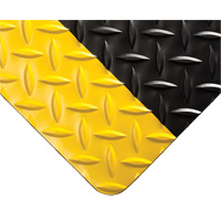 Diamond-Plate Switchboard Matting No.701, 3' W x 75' L, 1/4" Thickness, Black/Yellow, PVC Cam Industrial
