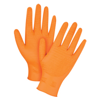 Gants de poids lourd Gripper, Moyen, Nitrile, 7 mils, Sans poudre, Orange Cam Industrial