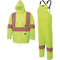 5619 150D Oxford Rain Suit, Polyester, 2X-Large, Lime-Yellow Cam Industrial
