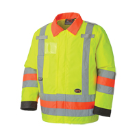 6037 Traffic Control Waterproof Safety Jacket, Polyester, High Visibility Lime-Yellow, X-Small Cam Industrial