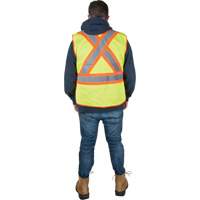 Flame-Resistant Surveyor Vest, High Visibility Lime-Yellow, Medium, Polyester Cam Industrial