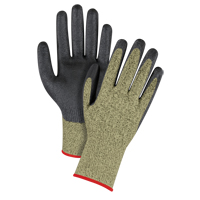 Gants &eacute;lastiques sans coutures r&eacute;sistants &agrave; la coupe noir & jaune, Taille Petit/7, Calibre 13, Rev&ecirc;tement Mousse de nitrile, Enveloppe en Aramide, ASTM ANSI niveau A6 Cam Industrial