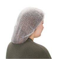 Pleated Bouffant Cap, Polypropylene, 19", White Cam Industrial