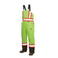 Salopettes de s&eacute;curit&eacute; doubl&eacute;e, Polyester/Polyur&eacute;thane, Grand, Jaune lime haute visibilit&eacute; Cam Industrial