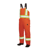 Salopettes de s&eacute;curit&eacute; doubl&eacute;e, Polyester/Polyur&eacute;thane, Grand, Orange haute visibilit&eacute; Cam Industrial