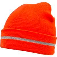 High Visibility Knit Hat with Reflective Stripe, High Visibility Orange, Acrylic Cam Industrial