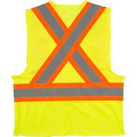 Traffic Safety Vest, High Visibility Lime-Yellow, Medium, Polyester Cam Industrial