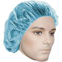 Bouffant Caps, Polypropylene, 18", Blue Cam Industrial