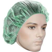 Bouffant Caps, Polypropylene, 21", Green Cam Industrial