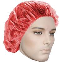 Bouffant Caps, Polypropylene, 21", Red Cam Industrial