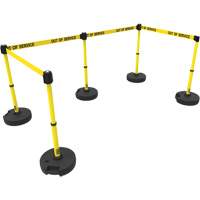 PLUS Barrier Post Set X5, Plastic, 42" H, Yellow Tape, 15' Tape Length Cam Industrial