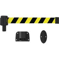 PLUS Wall Mount Barrier System, Plastic, Screw Mount, 15', Black and Yellow Tape Cam Industrial