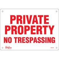 Enseigne Private Property, 7" x 10", Plastique, Anglais Cam Industrial