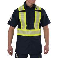 Ripstop High Visibility Short Sleeved Shirt, Polyester, Small, Navy Blue Cam Industrial