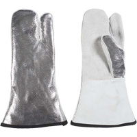 One Finger Heat Resistant Mitt, Aluminized/Kevlar&reg;/Leather, One Size, Protects Up To 650°F (343°C) Cam Industrial