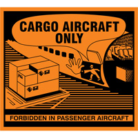 &eacute;tiquettes de manutention Cargo Aircraft Only, 4-3/4" lo x 4-1/4" la, Orange Cam Industrial