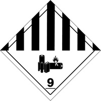 Étiquettes de manutention de matières dangereuses du département des Transports, 4" lo x 4" la, Noir sur blanc SGQ530 | Cam Industrial