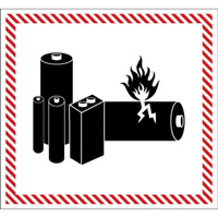 Étiquettes de manutention de matières dangereuses, 4-1/2" lo x 5-1/2" la, Noir/rouge SGQ532 | Cam Industrial
