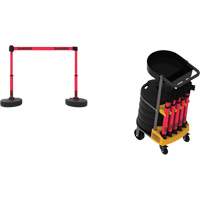 Plus Portable Barrier System Cart Package with Tray, 75' L, Metal/Plastic, Red Cam Industrial