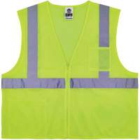 GloWear 8256Z Self-Extinguishing Safety Vest, High Visibility Lime-Yellow, Medium/Small, Polyester Cam Industrial