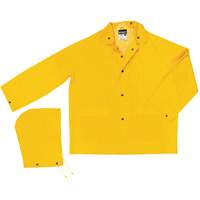 Classic Series Rain Jacket with Detachable Hood, Polyester/PVC, Large, Yellow Cam Industrial